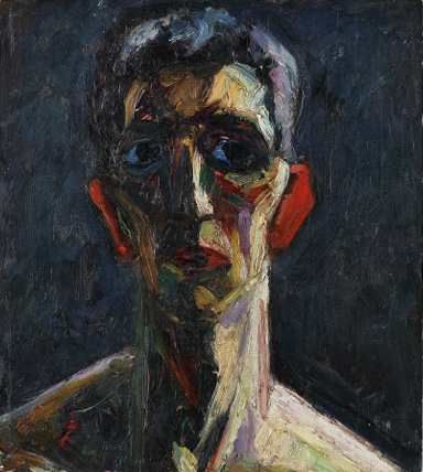 Hanns Ludwig Katz (1892 Karlsruhe – 1940 Johannesburg), Selbstbildnis, um 1918, Öl auf Sperrholz, Kunsthalle Emden
