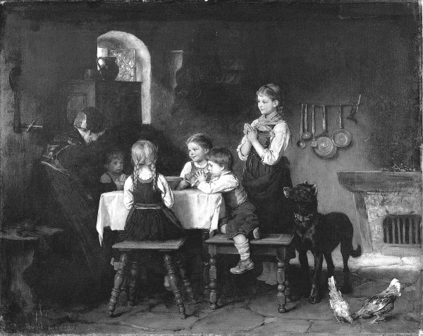 Franz von Defregger (1835-1921), Das Tischgebet, 1875, Öl auf Leinwand, Museum der bildenden Künste Leipzig, © Foto: Katalog