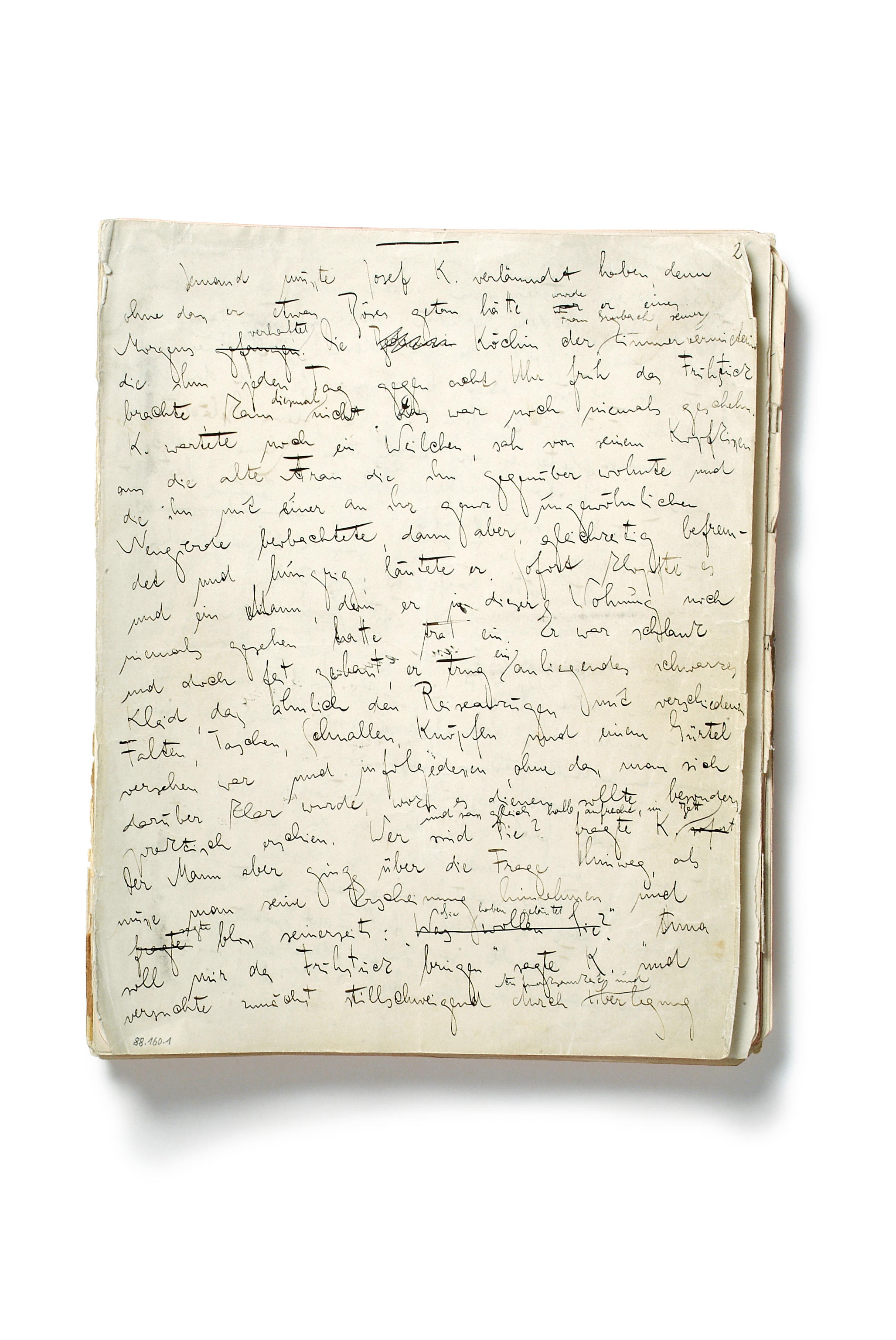 Franz Kafka, Der Prozeß, erste Seite des Manuskripts, 1914/15 