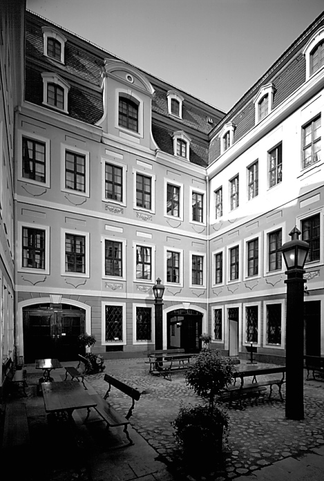 Bach-Archiv Leipzig, Thomaskirchhof 16, Innenhof, Foto: Bach-Archiv Leipzig
