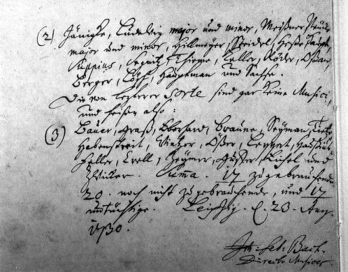 Johann Sebastian Bach; Kurtzer, jedoch höchsnöthiger Entwurff einer wohlbestallten Kirchen Music vom 23. August 1730