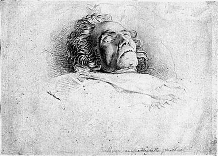 Joseph Danhauser, Beethoven auf dem Sterbebett, Lithografie nach einer eigenen Zeichnung, um 1827, Beethoven-Haus Bonn, © Foto: Beethoven-Haus, Bonn