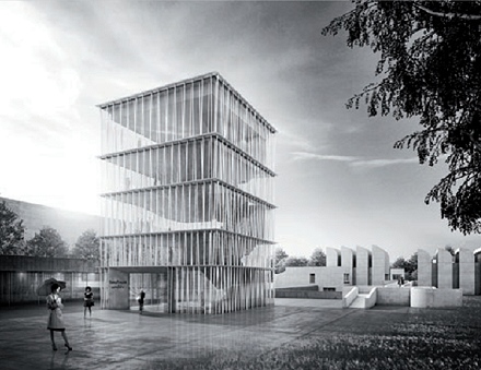 Erster Preis zum Wettbewerb Bauhaus-Archiv: Staab Architekten GmBH, Berlin, Perspektive, © H.-J. Wuthenow