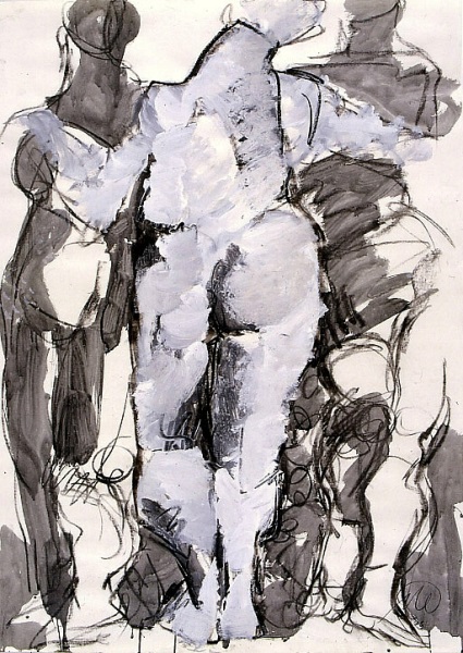 Markus Lüpertz, Ohne Titel (3 Grazien), 2000, Gouache, Pastell auf Papier, © Markus Lüpertz, Courtesy Galerie Michael Werner Berlin, Köln & New York