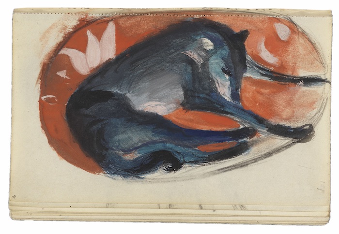 Franz Marc, ‘Schlafender blauer Wolf auf roter Matte‘, 1912/13, Foto: Germanisches Nationalmuseum, Nürnberg