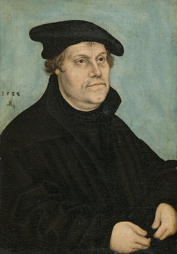 Lucas Cranach d. Ä.: Luther als 50jähriger, 1533, Germanisches Nationalmuseum, Nürnberg  Dauerleihgabe der Bayerischen Staatsgemäldesammlungen