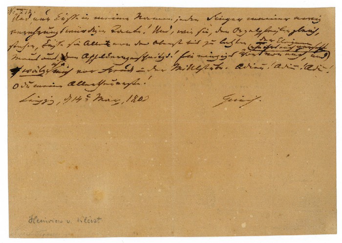 14. März 1803, Brief an Ulrike von Kleist [Fragment],  Foto: © KleistMuseum