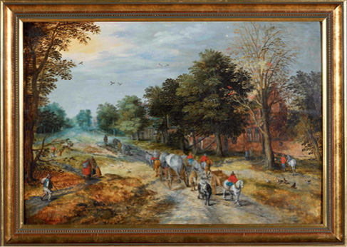 Jan Brueghel d. Ä., Werkstatt?, Landstraße mit Bauernwagen und Kühen, um 1610, Öl auf Holz, , Foto: MDR ; Rathgen Forschungslabor der Staatlichen Museen zu Berlin