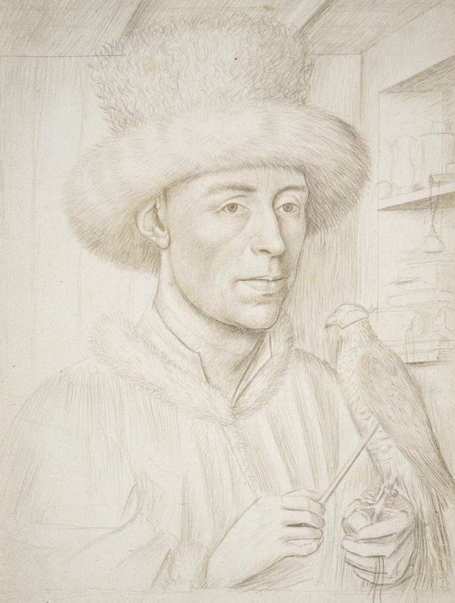 Petrus Christus, Der Falkner, 1445-50, Silberstiftzeichnung, Foto: Ursula Edelmann, Städelsches Kunstinstitut Frankfurt/M.