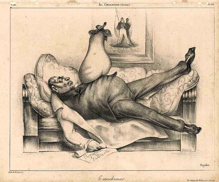Honoré Daumier (1808–1879), Le cauchemar / Der Alptraum, La Caricature, Nr. 69, Pl. 139, 23. Februar 1832, Kreide-Lithografie, Wilhelm Busch – Deutsches Museum für Karikatur und Zeichenkunst, Hannover