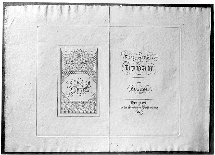 Johann Wolfgang von Goethe, West-Östlicher Divan, Erstdruck und Titelblatt, Stiftung Weimarer Klassik, Goethe-Schiller-Archiv