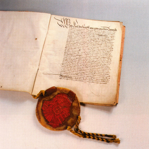 Kammergerichtsurteil mit dem Siegel Karls V., 1531, Foto: Reichskammergerichtsmuseum Wetzlar