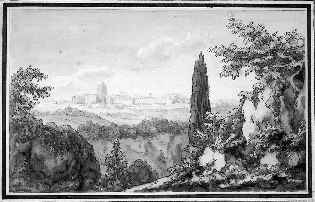 Johann Wolfgang von Goethe, Peterskirche in Rom, Aquarell, 1788, Corpus II, 263, Goethe-Nationalmuseum Weimar, Foto: Sigrid Geske