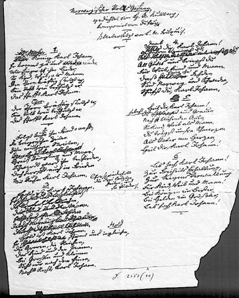 Norwegischer Volksgesang, / gedichtet von H. A. Kuttberg / komponirt von Dupuy / Uebersetzt von L. M. Fouqué © Kleist-Museum, Frankfurt (Oder)