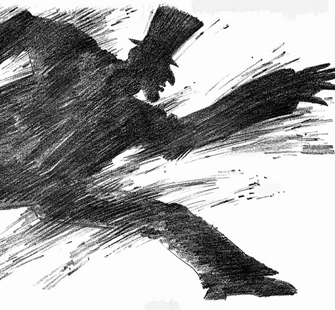 Illustration aus ‘Der Schatten‘, Hans Christian Andersens Märchen, gesehen von Günter Grass, © Günter Grass-Haus, Lübeck