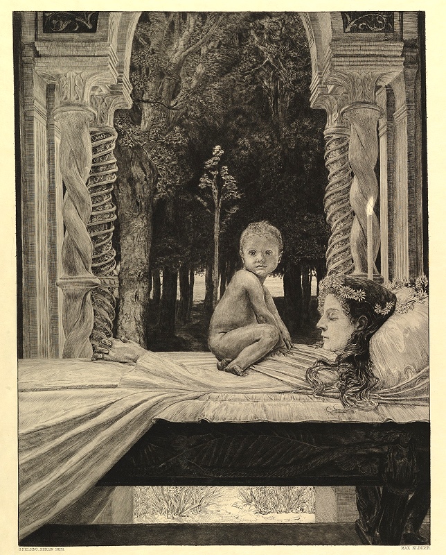 Max Klinger (1857–1920), „Tote Mutter“, 1889 aus dem Zyklus 