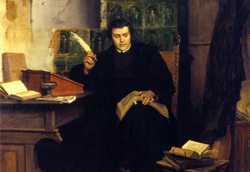 Paul Thumann; Luther übersetzt die Bibel auf der Wartburg, Öl auf Leinwand 1872, Foto: Ulrich Kneise, Eisenach