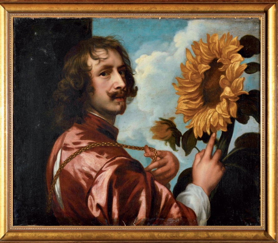 unbekannter Künstler nach Anthonis van Dyck, Selbstbildnis mit Sonnenblume, nach 1633, Öl auf Holz, Foto: MDR ; Rathgen Forschungslabor der Staatlichen Museen zu Berlin