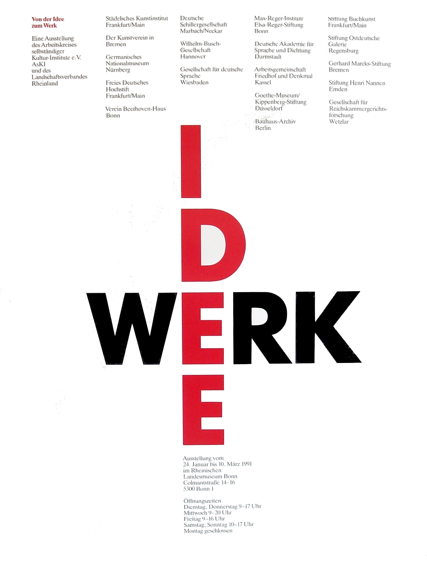 Plakat der Ausstellung, Von der Idee zum Werk, 1991