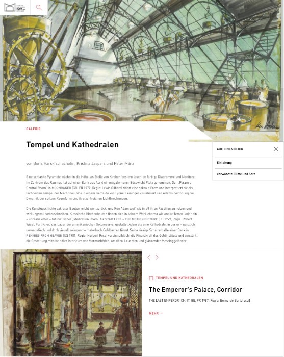 Screenshot Ken-Adam-Archiv: Tempel und Kathedralen,  ken-adam-archiv.de