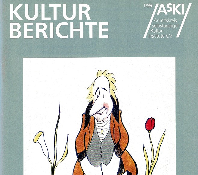 Titelbild AsKI KULTURBERICHTE 1/1999: Hans Traxler - Illustration zu Goethes Versen: Ich bin so guter Dinge - so heiter und rein, Und wenn ich einen Fehler beginge, Könnt‘s keiner sein