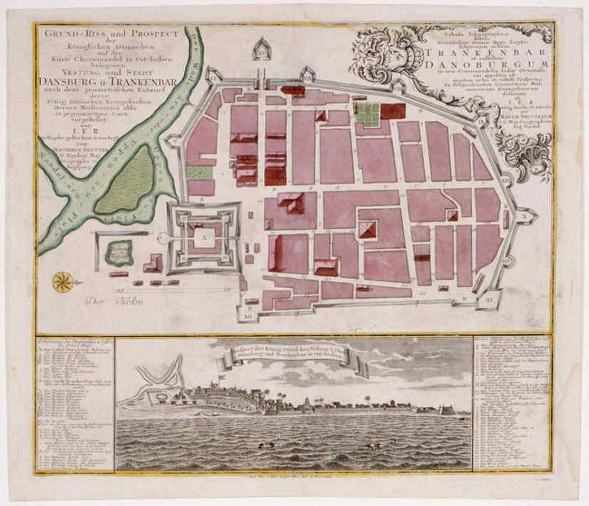 Historische Karte von Tranquebar, Handelskolonie an der Südostküste Indiens, © Foto: Franckesche Stiftungen zu Halle