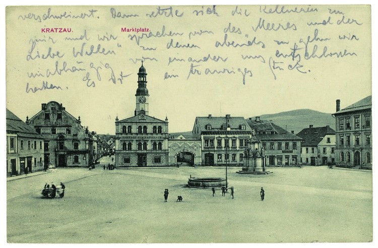 Bildpostkarte aus Kratzau von Kafka an Ottla, 25.2.1911