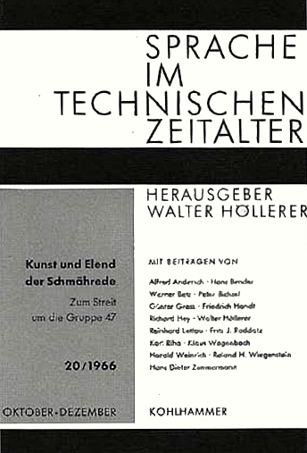Sprache im Technischen Zeitalter, Foto: Literaturarchiv Sulzbach-Rosenberg