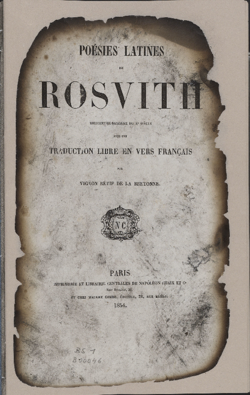 Hrotsvita: Poésies latines. 1854 Titelblatt, Foto: Klassik Stiftung Weimar