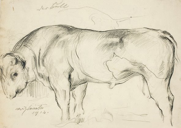 Lovis Corinth, Der Bull, 1902/12, Bleistift, © Kunstforum Ostdeutsche Galerie Regensburg
