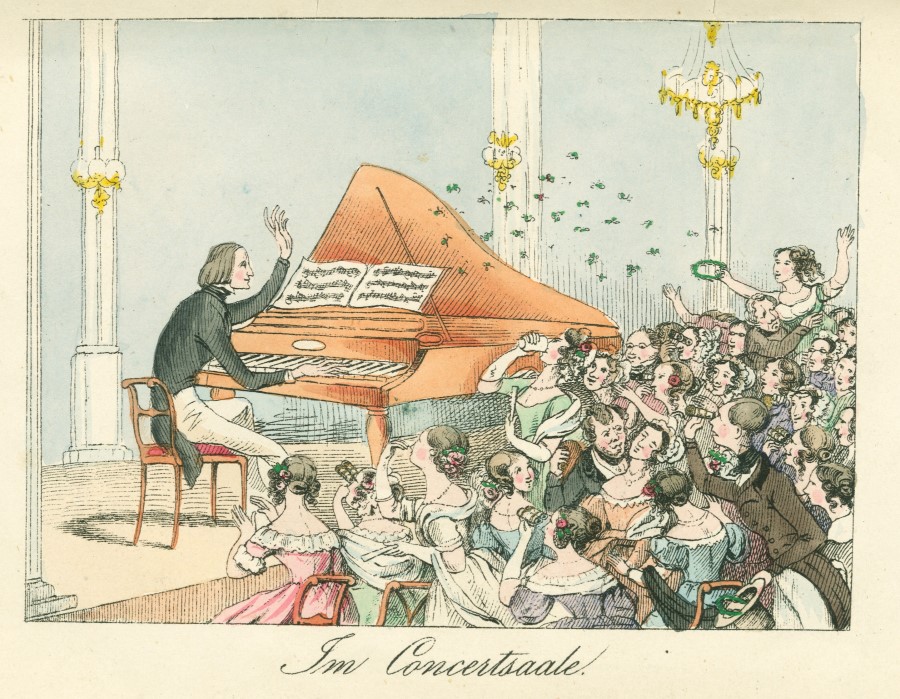 Liszt im Konzertsaal, nach einer Zeichnung von Theodor Hosemann, 1842, © Klassik Stiftung Weimar
