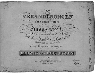 Widmungsexemplar der Originalausgabe der Diabelli-Variationen Beethoven-Haus Bonn, Sammlung H. C. Bodmer, © Beethoven-Haus Bonn