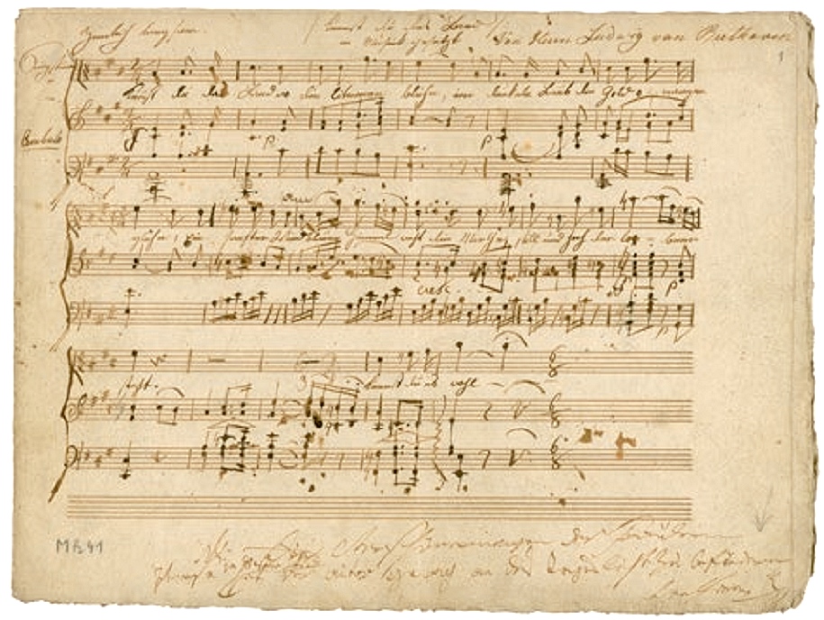 Von Beethoven korrigierte Abschrift seines Goethe-Liedes ‘Mignon‘ op. 75 Nr. 1, aus Stefan Zweigs Besitz 1937 über einen Wiener Antiquar von Bodmer erworben, Foto: Beethoven-Haus Bonn