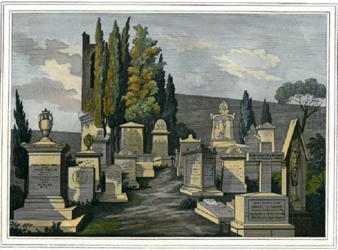 Gaetano Cottofavi (Zuschreibung), Die Grabmäler der Engländer und der Russen, Privatsammlung, Rom