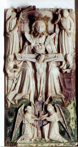 Gnadenstuhl-Alabasterrelief aus Nottingham (um 1440), © Foto: Stiftung Schleswig-Holsteinische Landesmuseen Schloß Gottorf