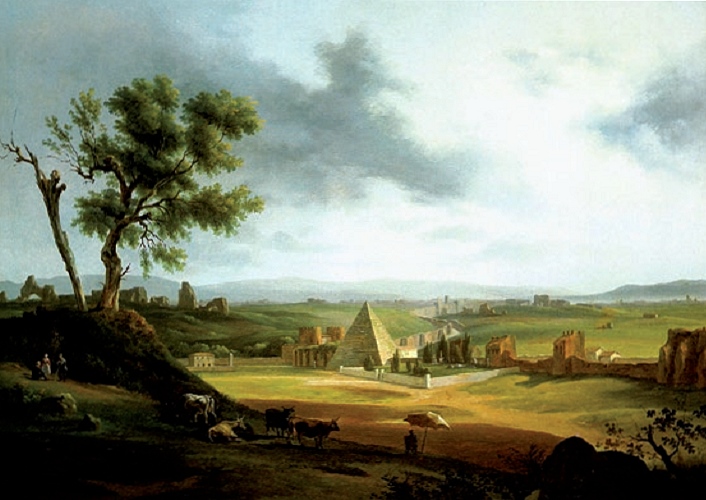 Lorenzo Scarabellotto, Die Pyramide des Caius Cestius und der Cimitero Acattolico, Privatsammlung, Rom