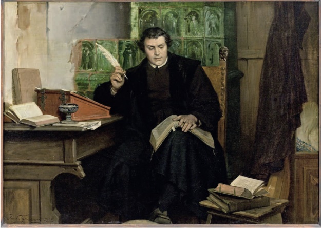 Paul Thumann, Luther übersetzt die Bibel, Öl auf Leinwand, 1872, Foto: Ulrich Kneise, Eisenach