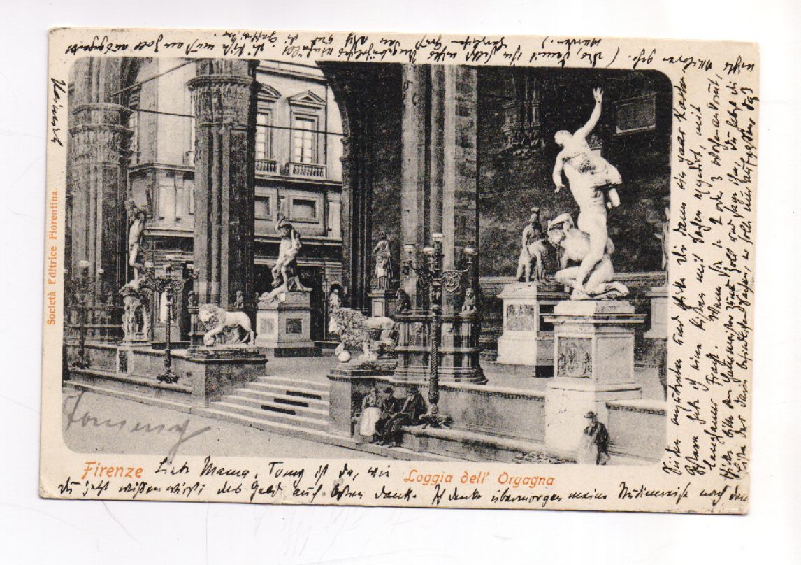 Postkarte von Heinrich und Thomas Mann an die Mutter Julia Mann vom 28.03.1901 aus Florenz. Rechte: Buddenbrookhaus