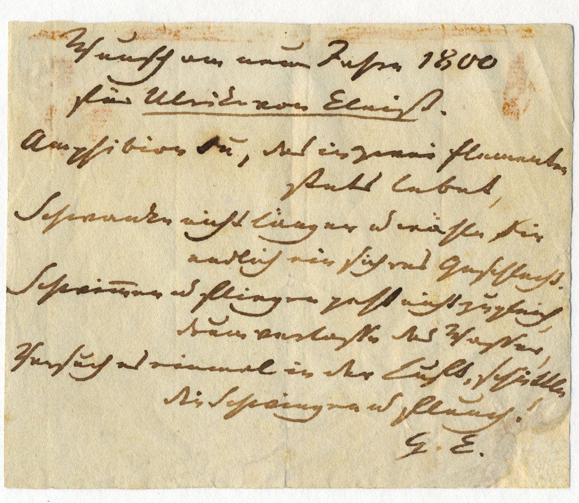 Heinrich an Ulrike von Kleist, Wunsch am neuen Jahre 1800, © Stiftung Kleist-Museum